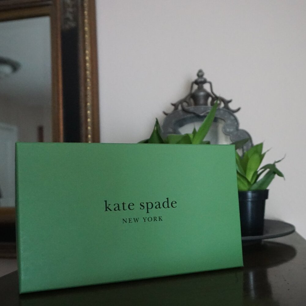 Kate Spade Ava Coin Card Case Wristlet Black Pebbled Leather Gold hardware
